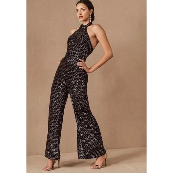 NWT ML Monique Lhuillier Lucrezia jumpsuit side slits elegant evening dressy 6